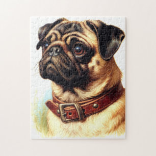 Schattige Pug Retro Schilderen Legpuzzel