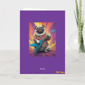 Schattige Pug Rockster Kaart (Achterkant)