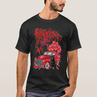 Schattige Pug Truck Valentijnsdag Liefde Boom Hond T-shirt