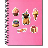 Schattige Pug verjaardagsfeestje Sticker