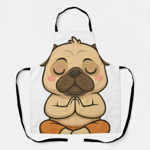 Schattige pug yoga meditatie relaxatie cartoon schort