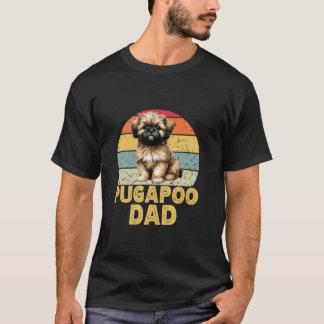 Schattige Pugapoo-hondvader Funny Retro-hond Moede T-shirt