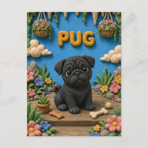 Schattige Pugg Puppy, Baby Hond Briefkaart