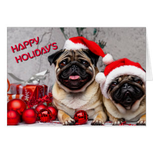 Schattige Pugs Happy Holiday's Fun Pet Dog Groet