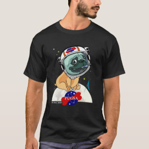 Schattige PUGSA PUG Ruimtevaarder In Ruimtehelm EE T-shirt