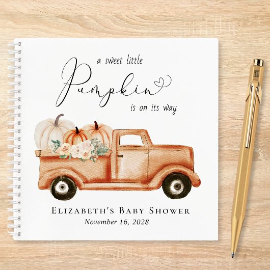 Schattige Pumpkin Waterverf Baby shower Gastenboek Notitieboek