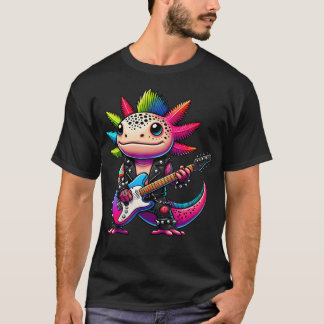Schattige Punk Axolotl Rock'N Roll Goth Kawaii Git T-shirt