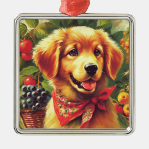 Schattige Puppie Portret Metalen Ornament