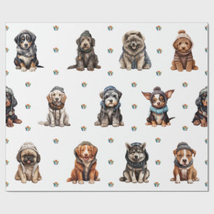 Schattige Puppies 8 kerstvakantie op wit Cadeaupapier