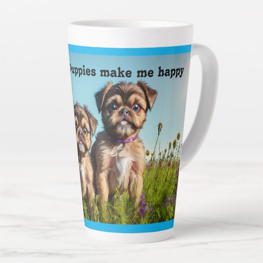 Schattige Puppies in Brussel Griffon Latte Mok (Rechterhoek)