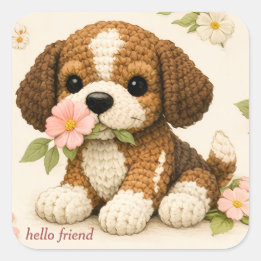 Schattige Puppy Bloem Vlinder Sticker – Whimsical
