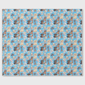 Schattige Puppy Dog Blue Cadeaupapier (Vlak)