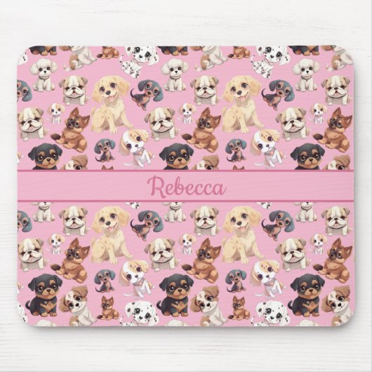 Schattige Puppy Dog Pink Muismat (Voorkant)