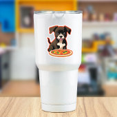 Schattige Puppy en een Pizza Sticker