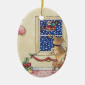 schattige puppy en kerstkerstfeest keramisch ornament (Voorkant)