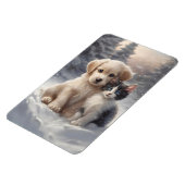 Schattige Puppy en Kitten in Sneeuwkoelkast Magneet (Linkerzijde)