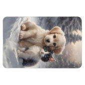 Schattige Puppy en Kitten in Sneeuwkoelkast Magneet (Horizontaal)