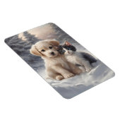 Schattige Puppy en Kitten in Sneeuwkoelkast Magneet (Rechterzijde)