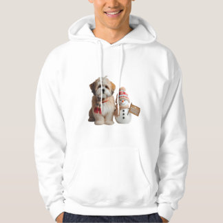 "Schattige Puppy en Sneeuwman Winter Hoodie