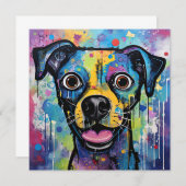 Schattige Puppy Funny Dog Mixed Media Dier Pet Kaart (Voorkant / Achterkant)