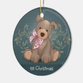 Schattige puppy Gepersonaliseerd kerstversiering Keramisch Ornament (Links)