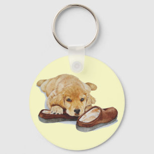 schattige puppy golden rekhoning die slippers sloo sleutelhanger