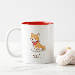 Schattige puppy hond Shiba Inu aangepaste naam Tweekleurige Koffiemok