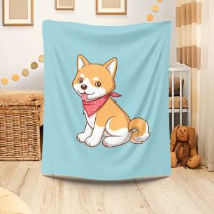 Schattige puppy hond Shiba Inu op blauw Fleece Deken