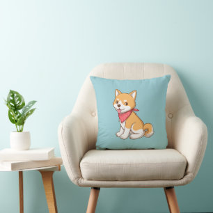 Schattige puppy hond Shiba Inu op blauw Kussen