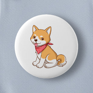 Schattige puppy hond Shiba Inu Ronde Button 5,7 Cm