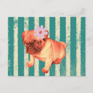 schattige puppy maisy groene strepen triest briefkaart