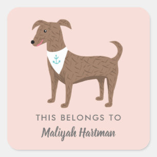 Schattige Puppy Meisjes School Naam Labels