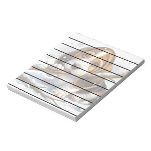 Schattige puppy met een besneeuwde stok notitieblok