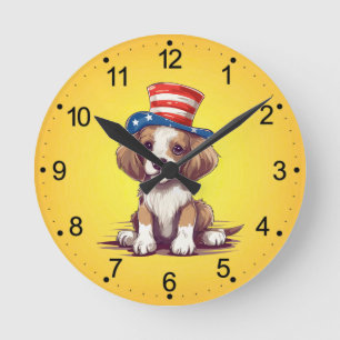 Schattige puppy met hoed-54676 ronde klok