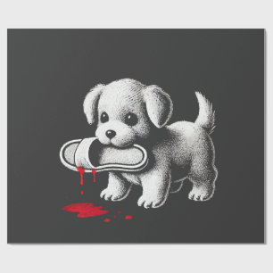 Schattige Puppy met Pantoffel Shirt Donkere Humor Cadeaupapier