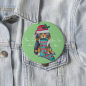 schattige puppy zwart en bruin met kerstmis ronde button 4,0 cm (In situ)