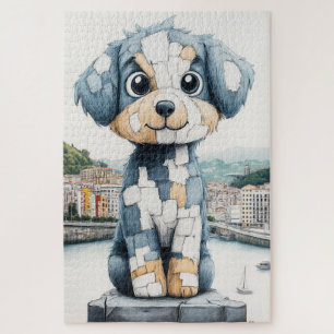 Schattige puppystandbeeld legpuzzel