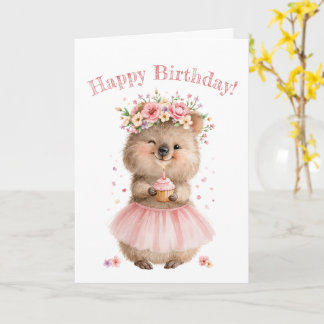 Schattige Quokka Gelukkige Verjaardag Bloemige Gro Kaart