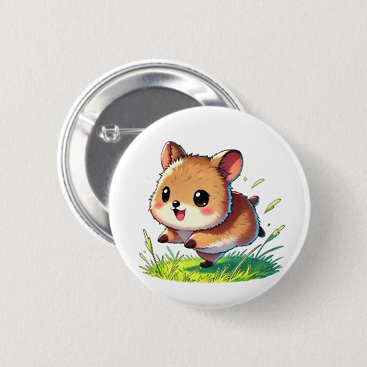 Schattige quokka met brede glimlach ronde button 5,7 cm (Voorkant /achterkant)