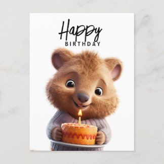 Schattige quokka met verjaardagstaart briefkaart