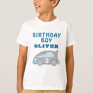 Schattige Race Car Blue Verjaardagsjongen Gast van T-shirt