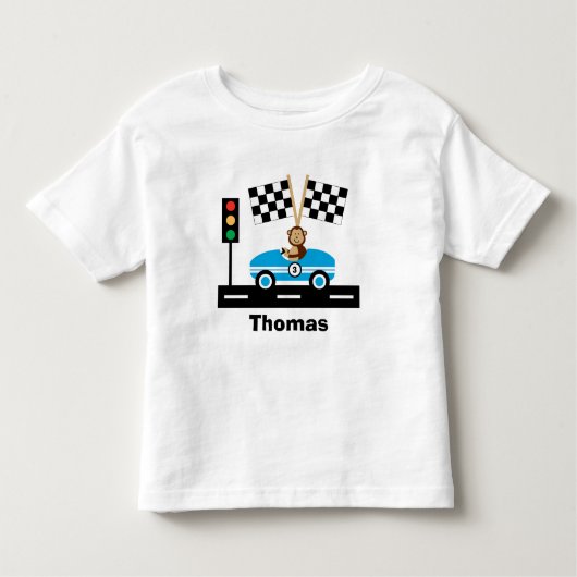 Schattige Racecar T-shirt met Monkey (Voorkant)