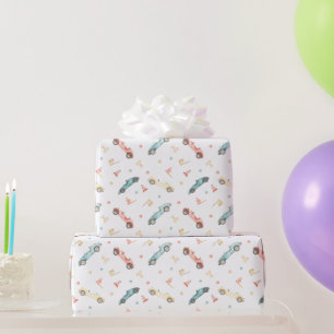 Schattige racewagenpatroon cadeaupapier