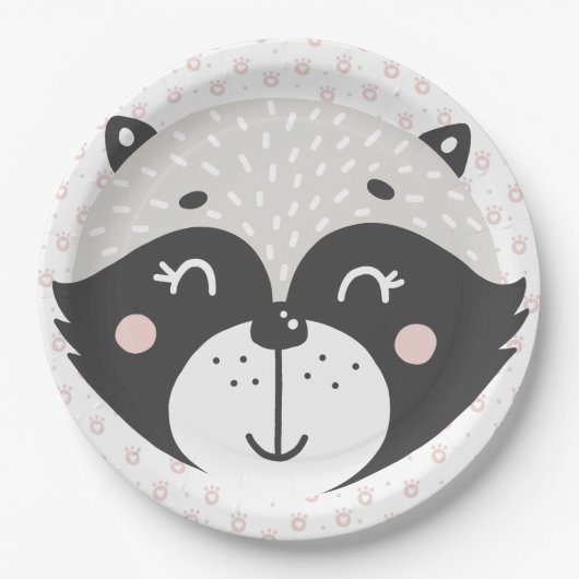 Schattige Racoon - Kinderen Verjaardag / Baby show Papieren Bordje (Voorkant)