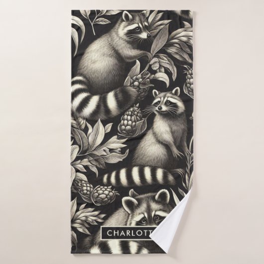 Schattige  Racoon Naadloos Badhanddoek (Badhanddoek)