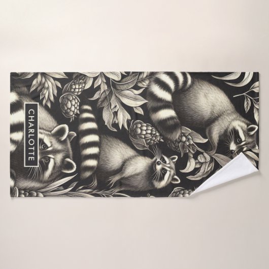 Schattige Racoon Naadloos Badhanddoek (Badhanddoek)