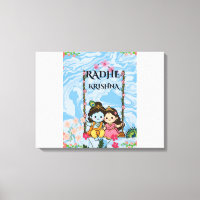 Schattige Radha Krishna op slingerende muur kunst