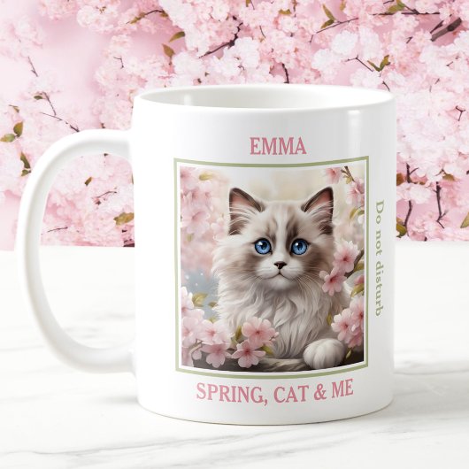 Schattige Ragdoll Cat Pink Sakura Cat Lover Naam S Koffiemok