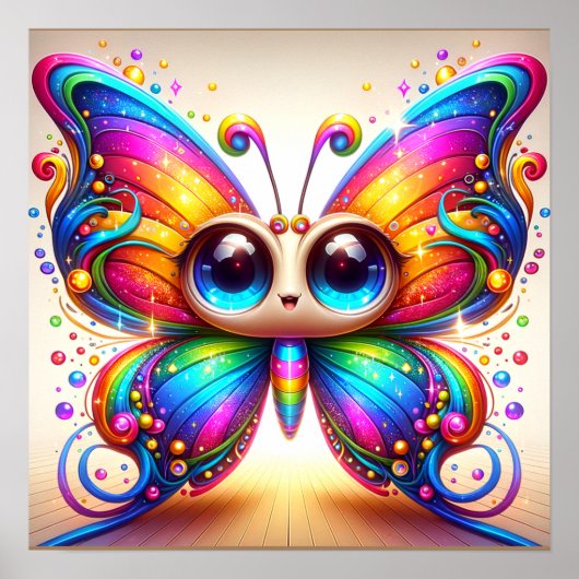 Schattige Rainbow Butterfly brengt blijheid Poster (Voorkant)