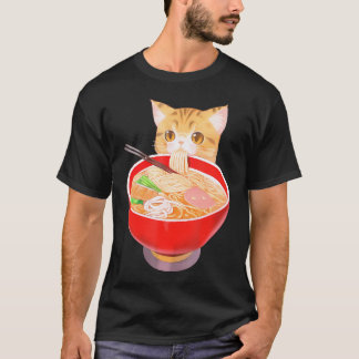 Schattige Ramen Cat Kawaii Neko Anime Japanse Noed T-shirt